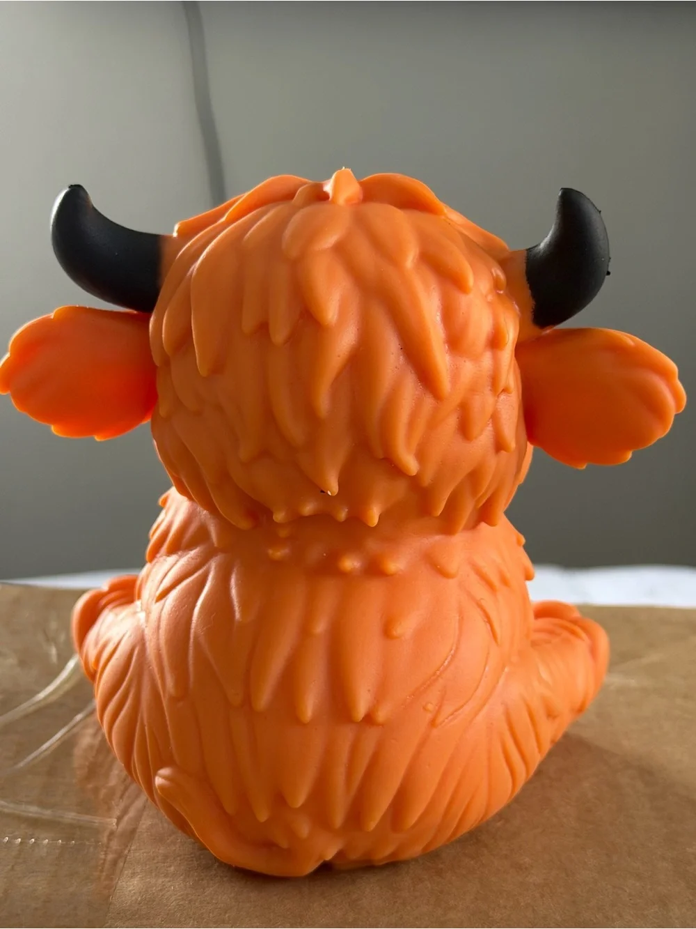 New JUMBO Highland Cow Squeeze Toy - Orange Plush Bath
